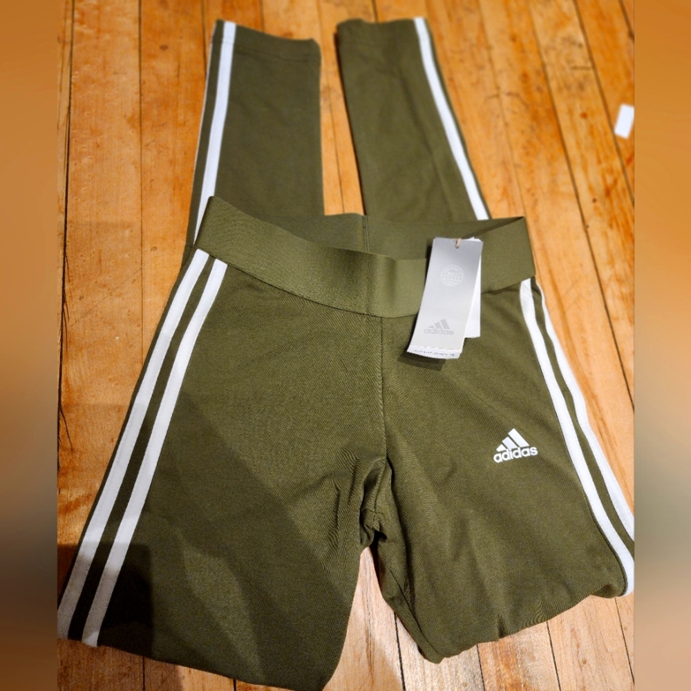 New Adidas 3-Stripe High-Waisted Leggings (XS)